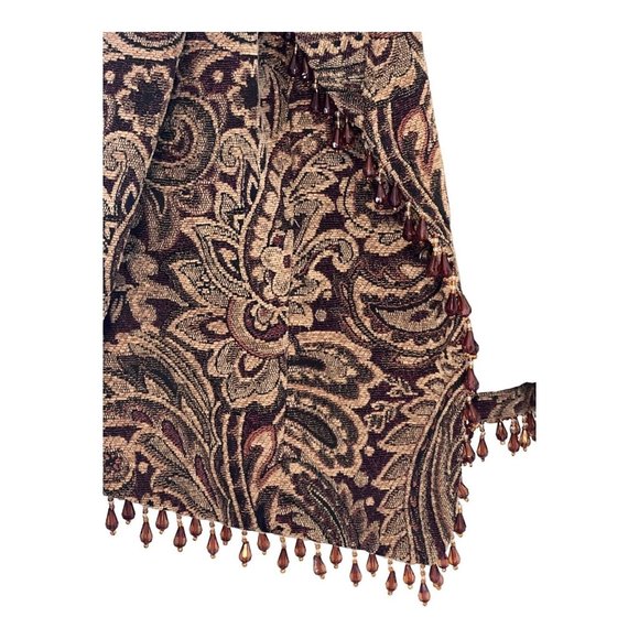 Upholstery Women’s Jacket Size S/M Statement Classy Brown With Beads - Picture 6 of 11